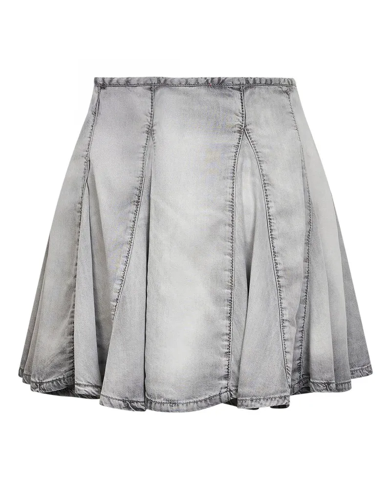 Diesel Women's Grey Denim Pleated Mini Skirt Lyocell Gray