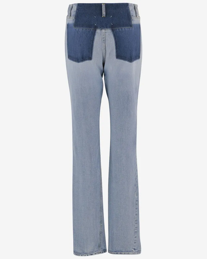 Maison Margiela Two-Tone Patchwork Denim Jeans — Blue Blue