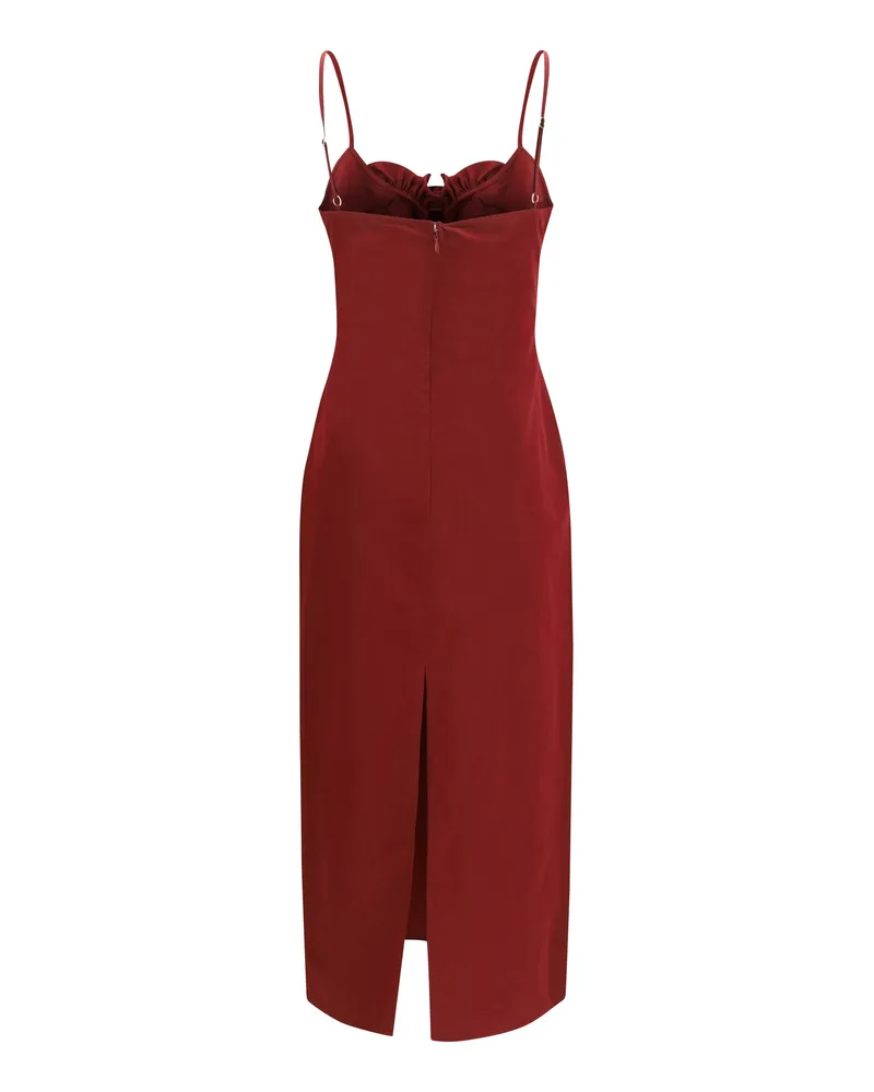 Magda Butrym Women's Flower Detail Midi Dress Bordeaux Cotton; Silk Swimwear Red