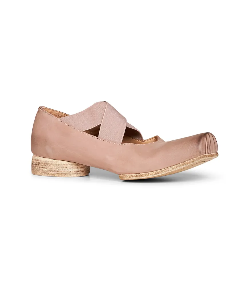 Uma Wang Women's Ballet Flats Pink Leather Cashmere Ballerina Shoes Pink