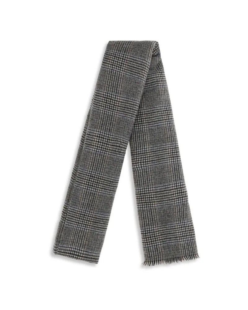Brunello Cucinelli Cashmere Check Scarf — Gray Gray