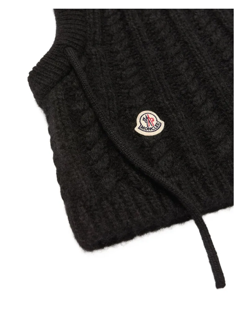 Moncler N0403 Cable Knit Alpaca Wool Beanie — Black Black