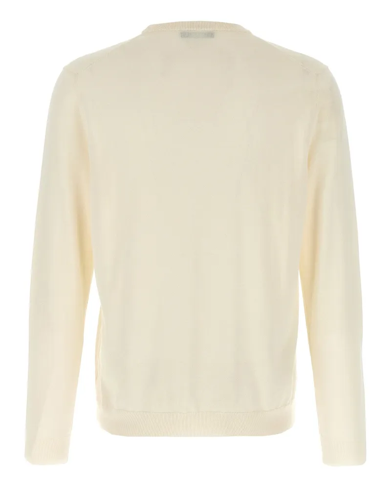 Zanone Crew Neck Cotton Sweater — Cream Cream