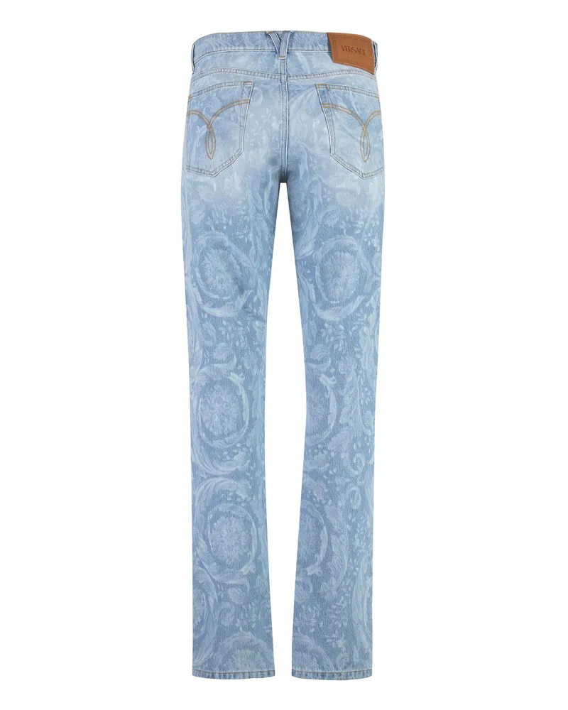 Versace Men's 5-Pocket Straight-Leg Jeans Denim Cotton Regular Blue