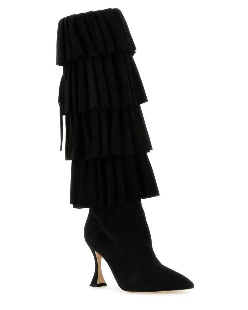 Manolo Blahnik Women's Black Suede Miralone Boots Blck Stivali Black
