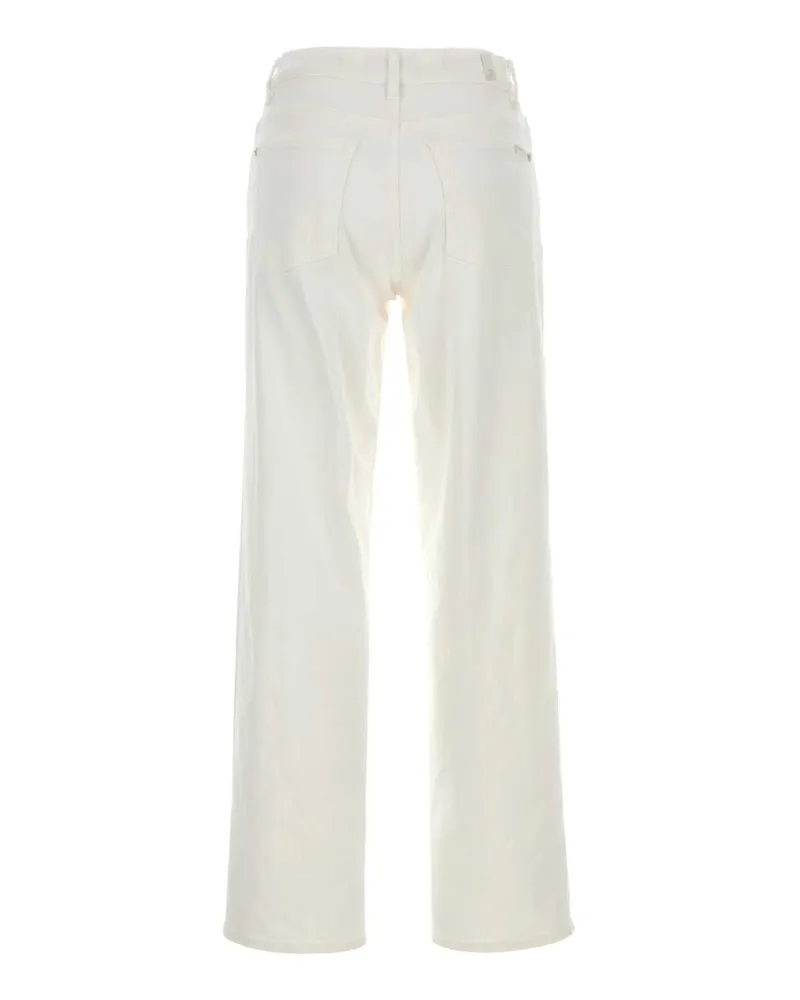 7 for all mankind Women's White Stretch Denim Stovepipe Jeans Bianco White