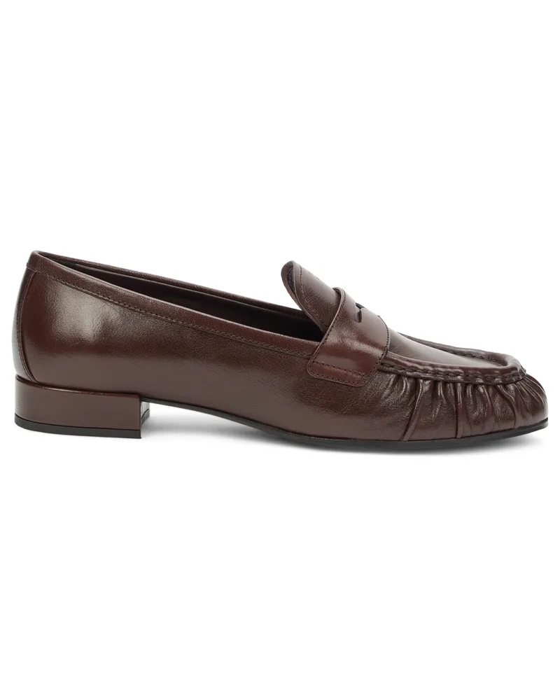 Prada Women's Leather Loafers Dark Brown Calfskin Brown