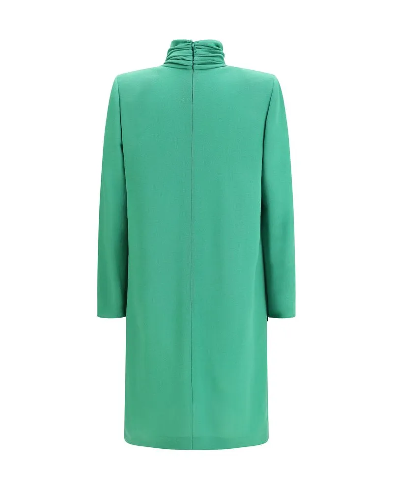 Valentino Garavani Knotted Neck Wool Dress — Green Green