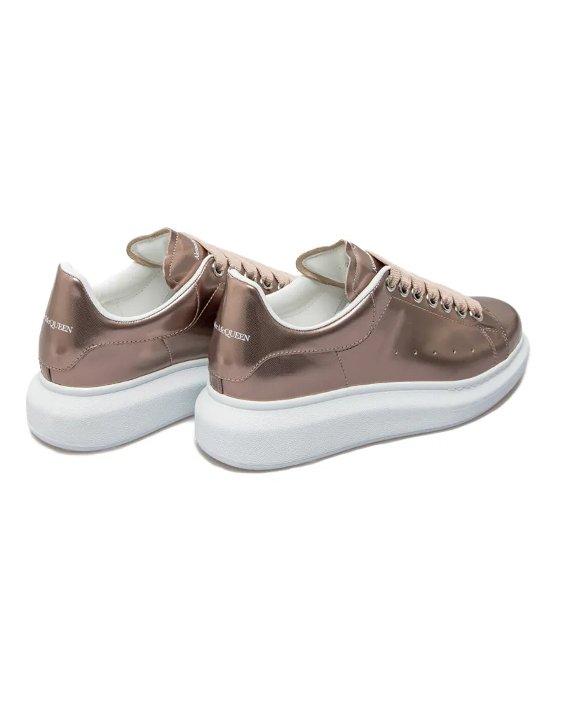 Alexander McQueen Women's Oversized Lace-Up Sneaker Beige Leather Rubber Sole Beige