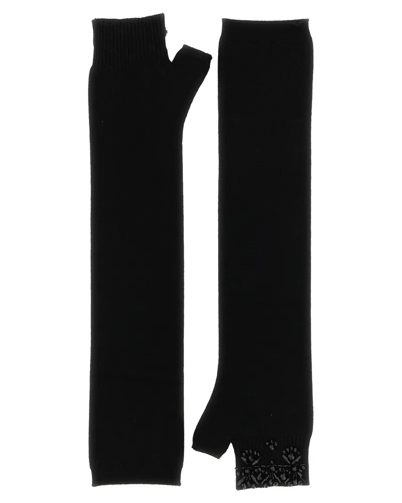 P.A.R.O.S.H. Wool and Cashmere Fingerless Gloves — Black Black