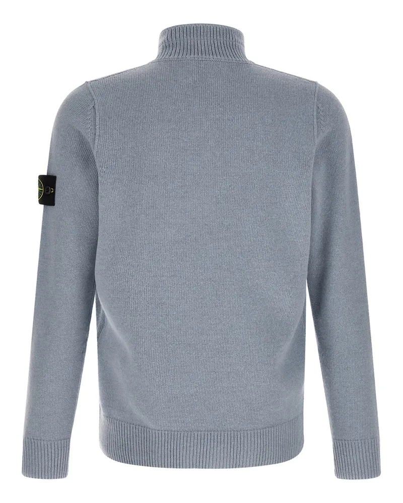Stone Island Ribbed Wool Blend Sweater — Gray Gray