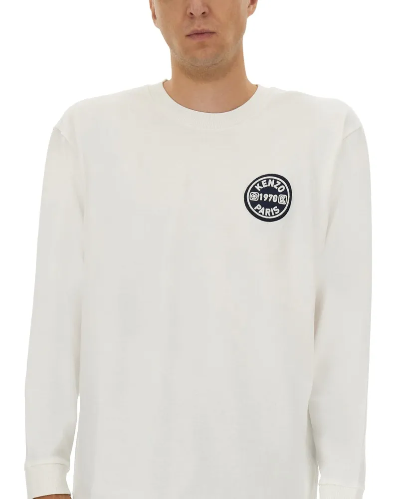 Kenzo Long-Sleeved Cotton T-Shirt — White White