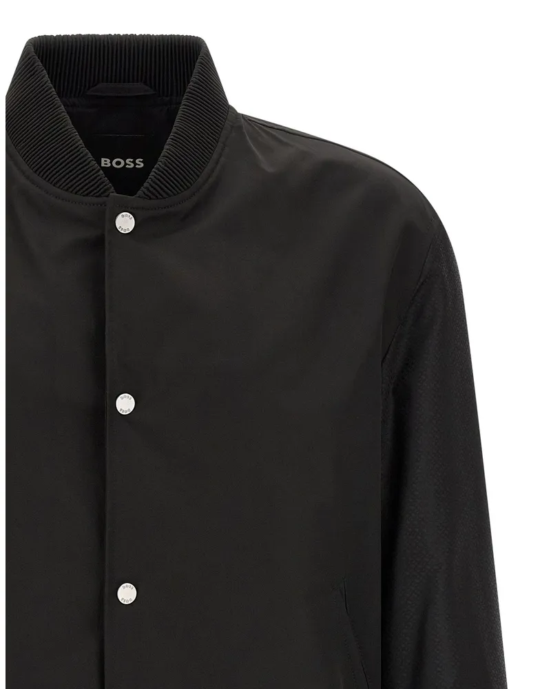 HUGO BOSS Water-Repellent Monogram-Embroidered Jacket — Black Black