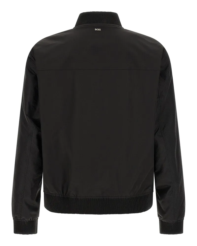 HUGO BOSS Water-Repellent Monogram-Embroidered Jacket — Black Black
