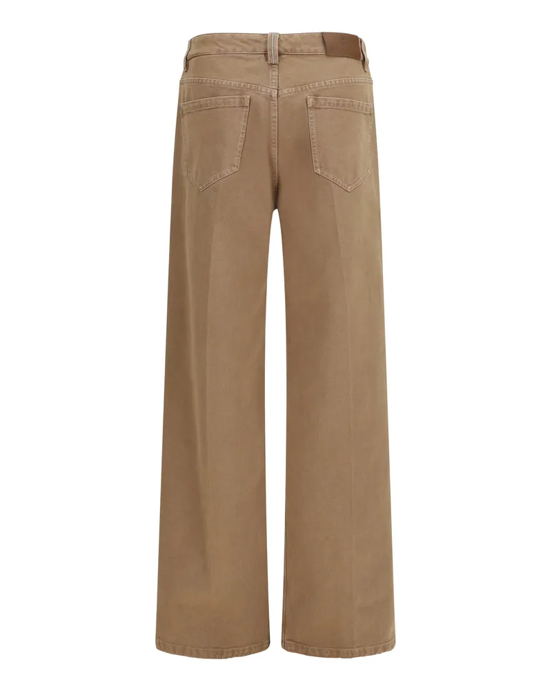 Brunello Cucinelli Women's Jeans Straight Warm Amber Cotton Beige