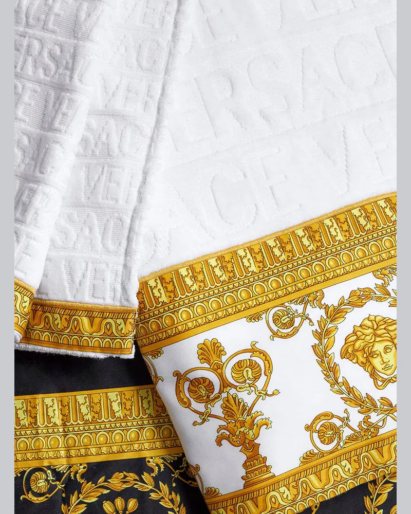 Versace Unisex Towel Set Baroque Print White Cotton Towels & Bath Robes White