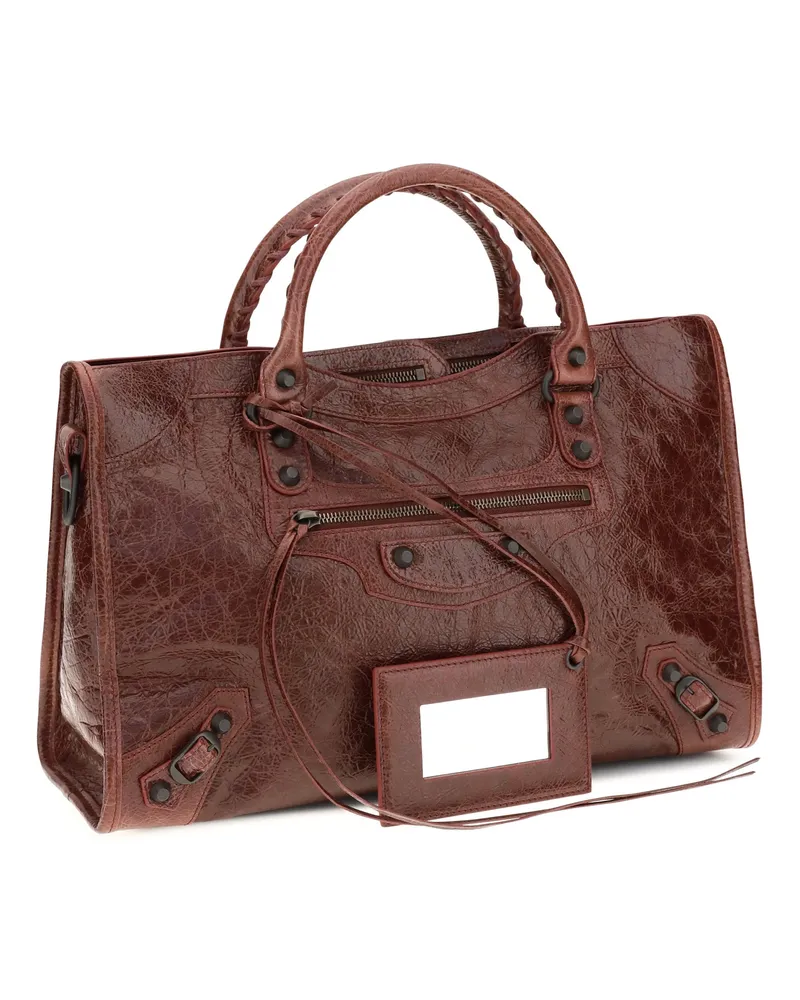 Balenciaga Women's Le City Medium Handbag Berry Red Lamb Ovis Aries Handbags Hand Bags Red