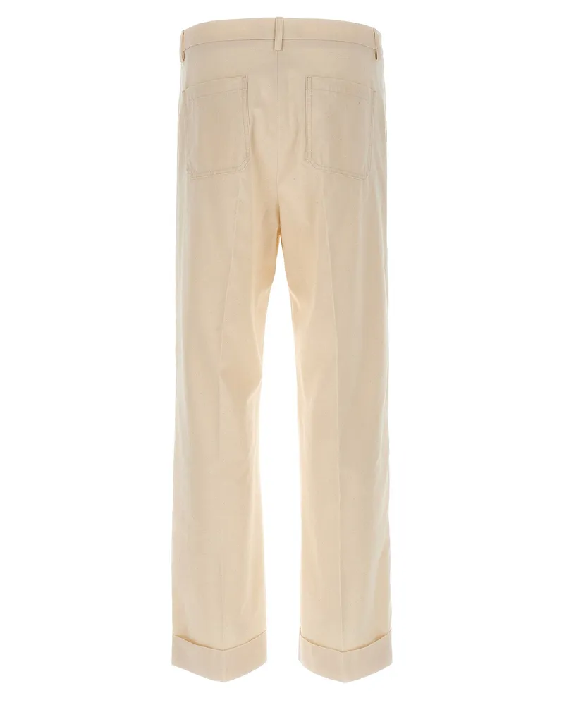 Valentino Garavani Cotton Blend Trousers — Cream Cream