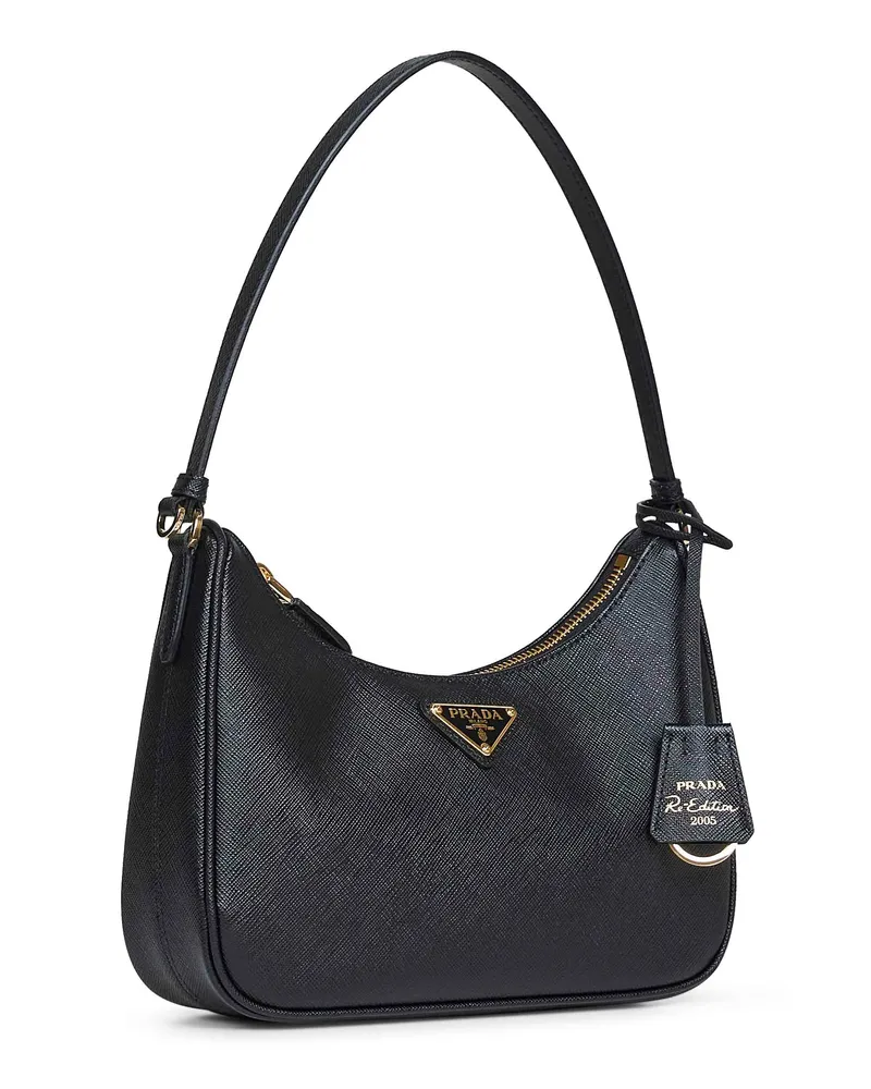 Prada Women's Mini Shoulder Bag Re-Edition Black Calf Leather Black