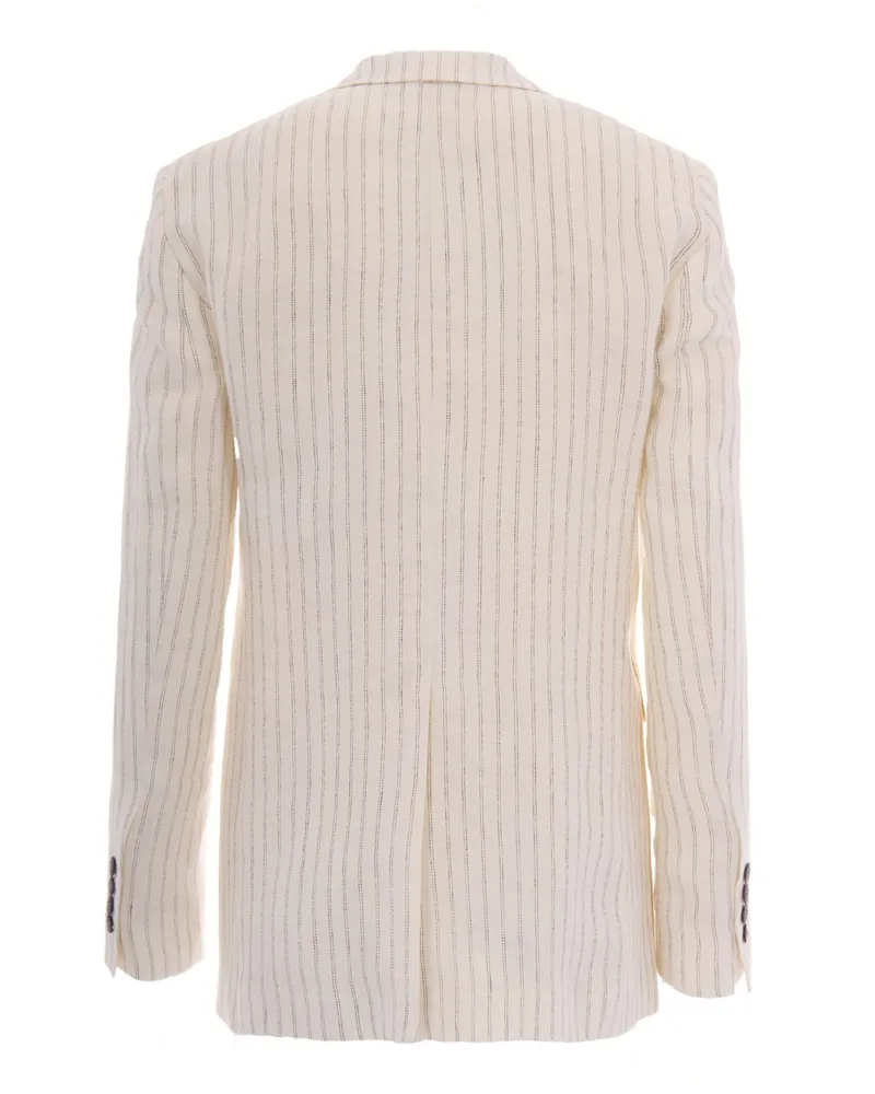 Max Mara Women's Blazer Lino Gessato Natural Linen Jacket Beige