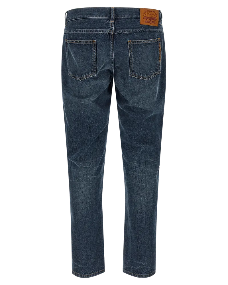 Dolce & Gabbana Straight-Leg Stonewashed Denim Jeans — Blue 