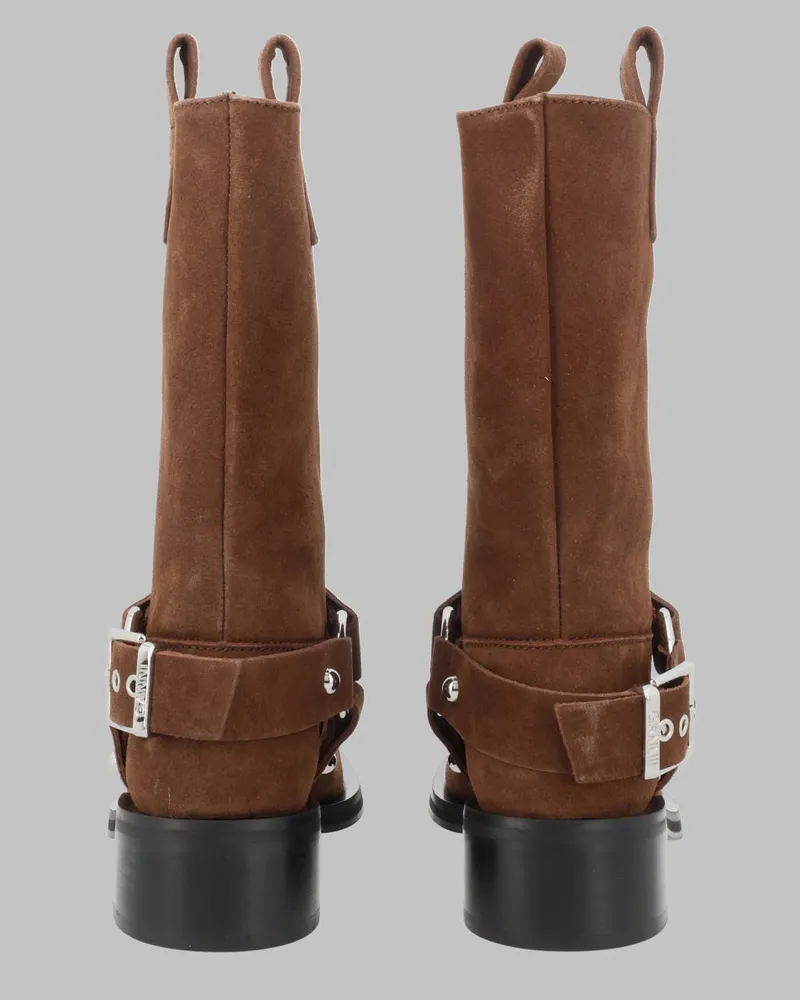 Ganni Suede Biker Ankle Ankle Boot — Buff Buff