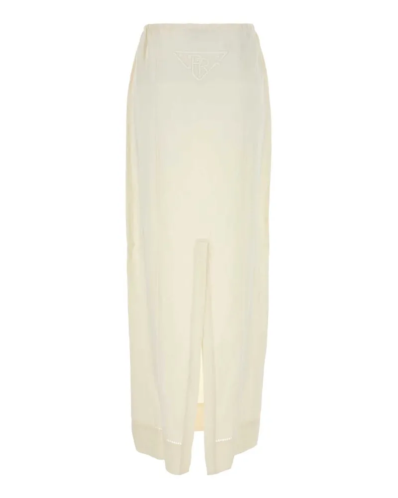 Prada Women's Ivory Linen Skirt Avorio Gonne Beige
