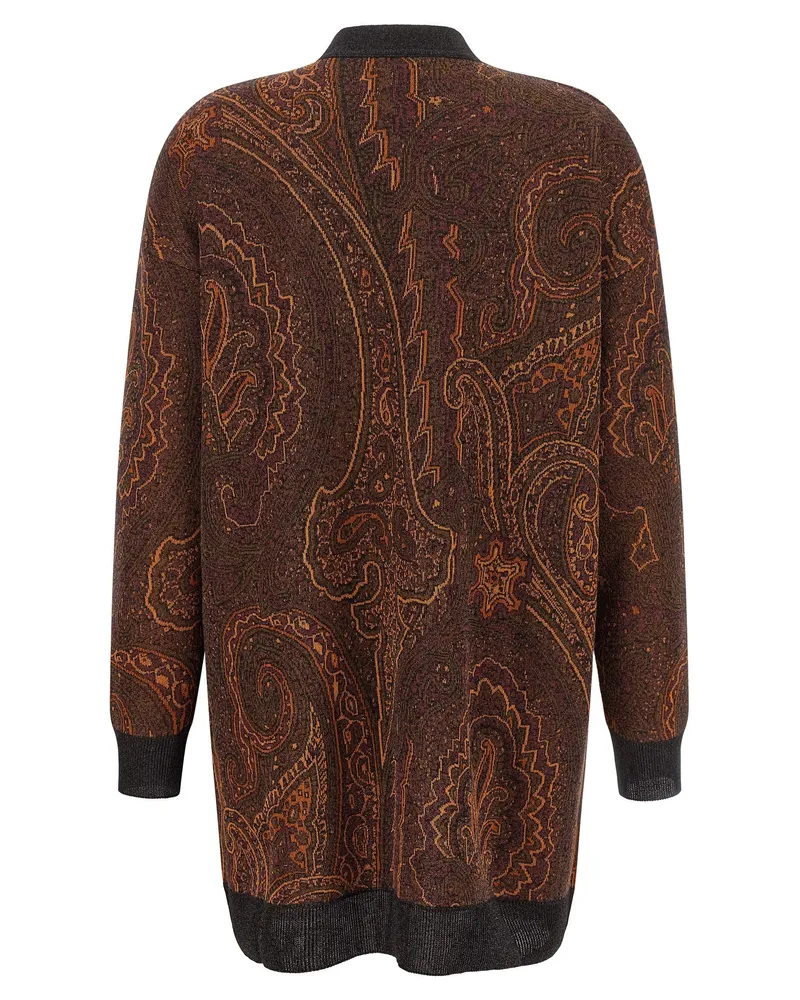 Etro Paisley Jacquard Cardigan — Brown Brown