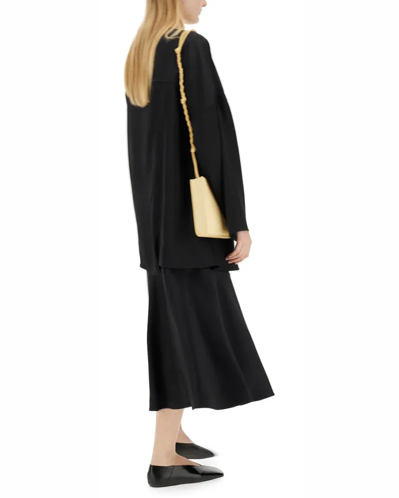 Jil Sander Viscose-Silk Blend Flared Skirt — Black Black