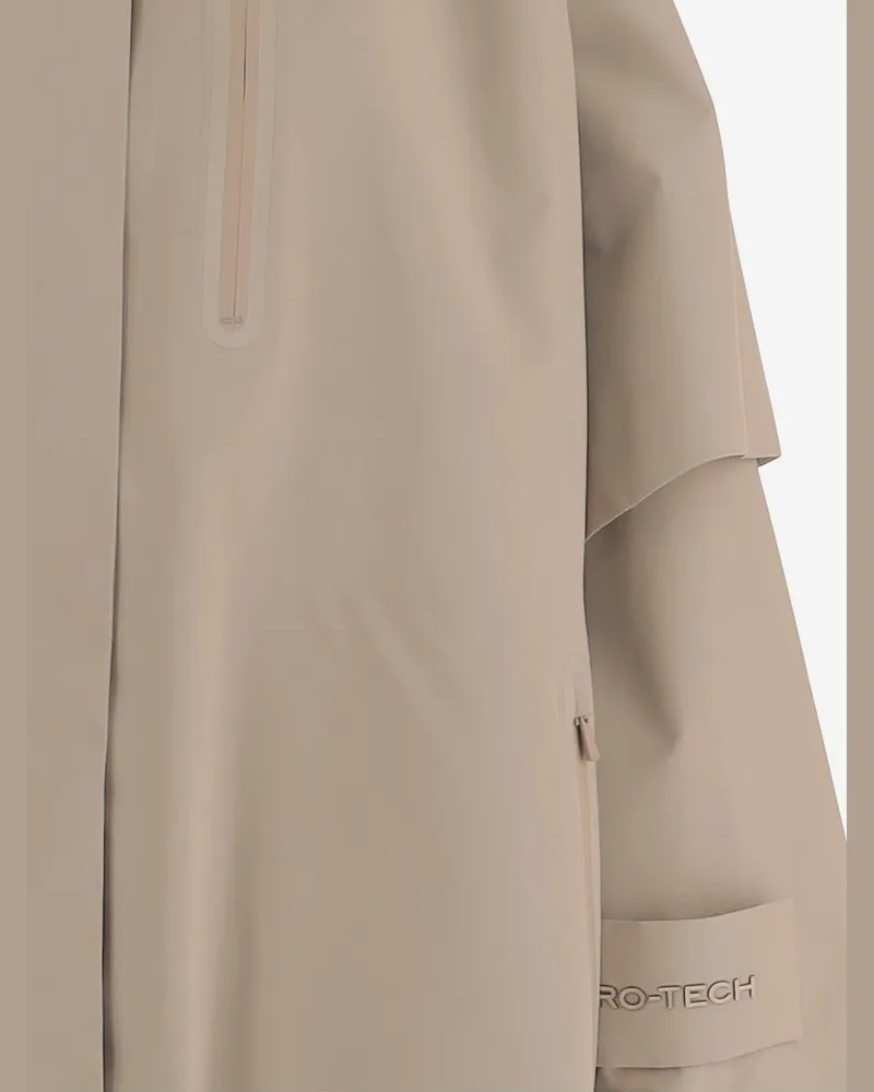 Save The Duck Hooded Nylon Raincoat — Beige Beige