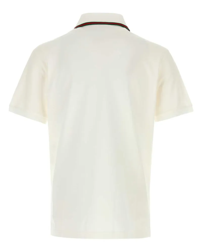 Gucci Striped-Collar Piquet Polo — White White