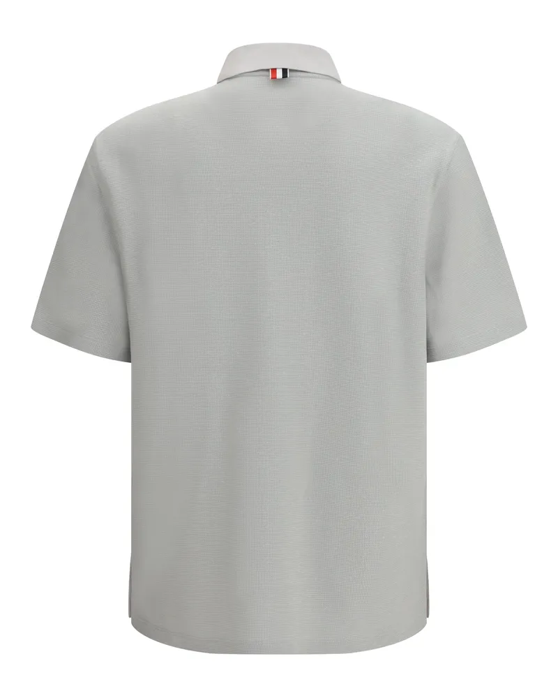 Thom Browne Men's Short-Sleeve Polo With Chest Pocket Pale Grey Shirts T-shirts And Polos Gray