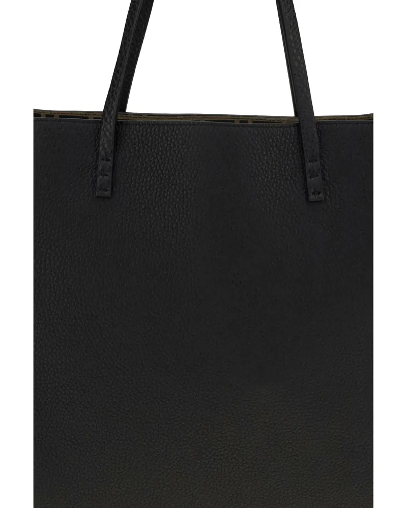 Fendi Roll Roman Calfskin Leather Tote Bag — Black Black