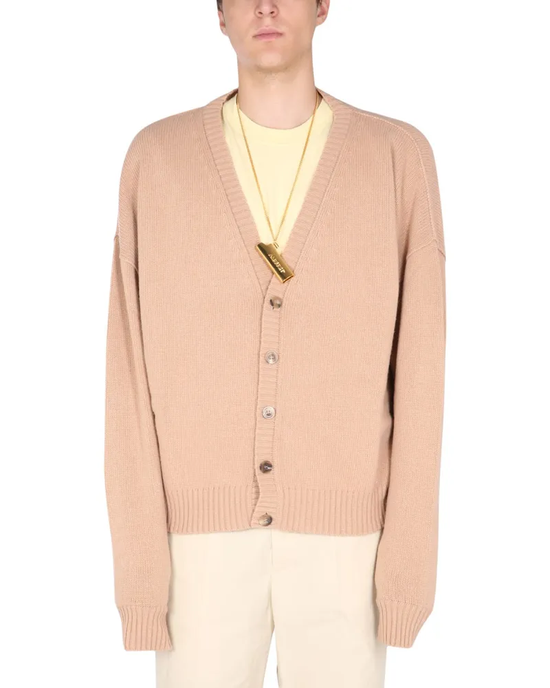 AMBUSH Cashmere Blend V-Neck Cardigan — Beige Beige