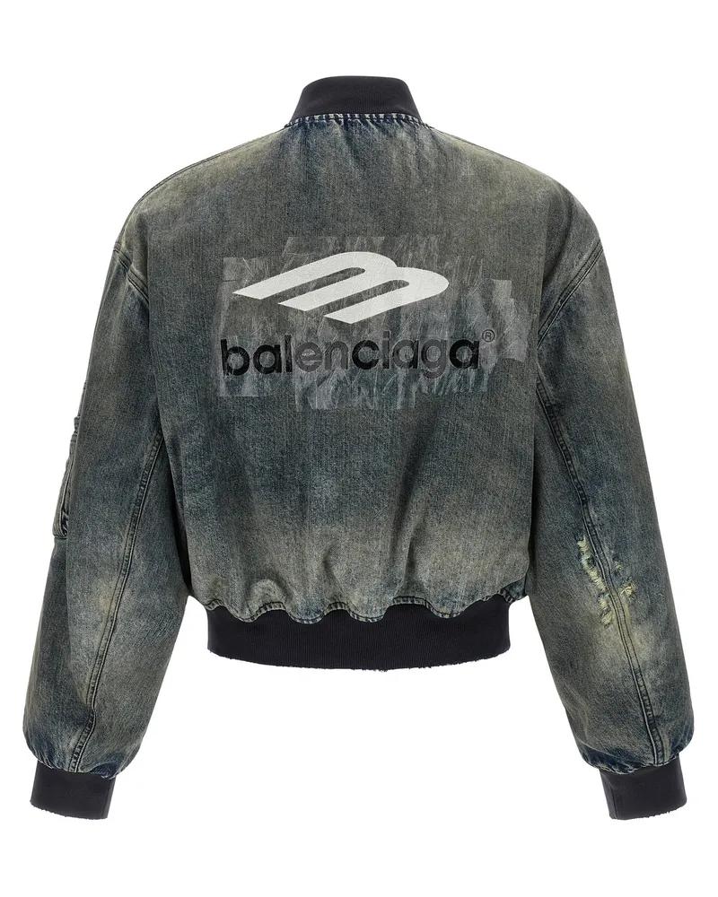 Balenciaga Men's Gray Polyester Bomber Clothing Gray
