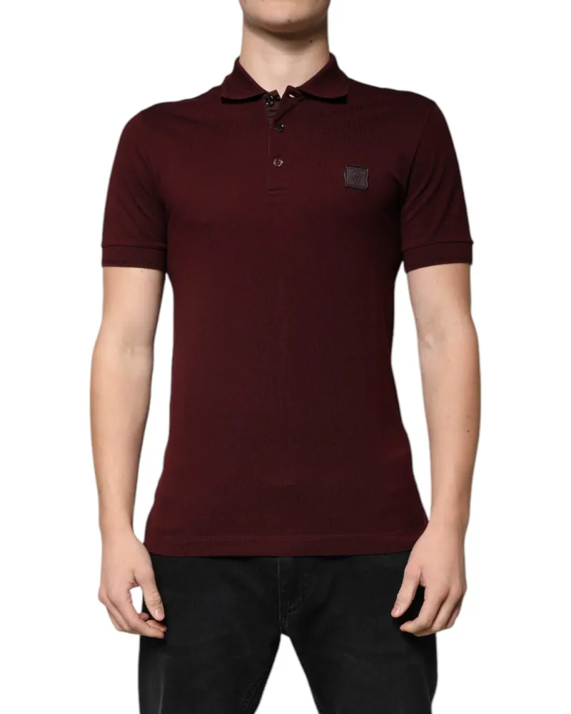 Dolce & Gabbana Men's Cotton-Blend Polo Maroon Polyester Maroon