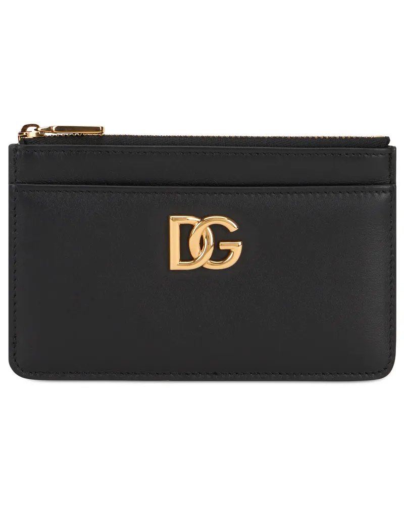 Dolce & Gabbana Women's Card Holder Black Calfskin With Zip Wallets & Cardholders Black