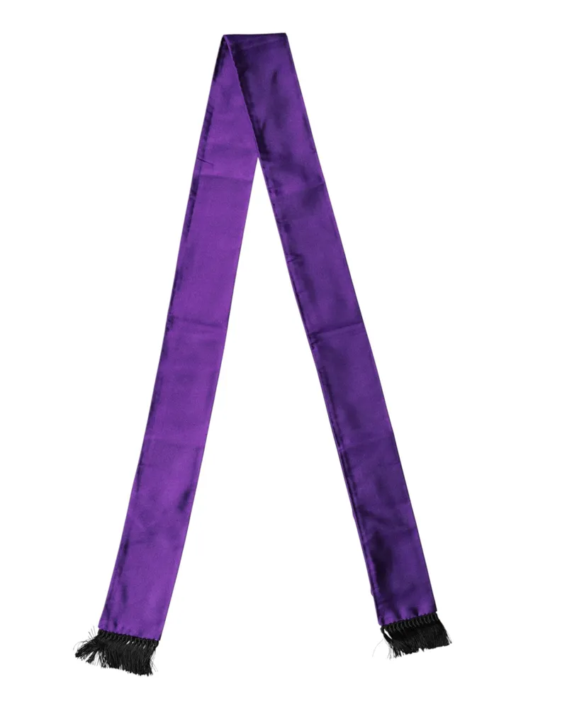 Dolce & Gabbana Men's Violet Silk Fringes Neck Wrap Foulard Scarf Purple