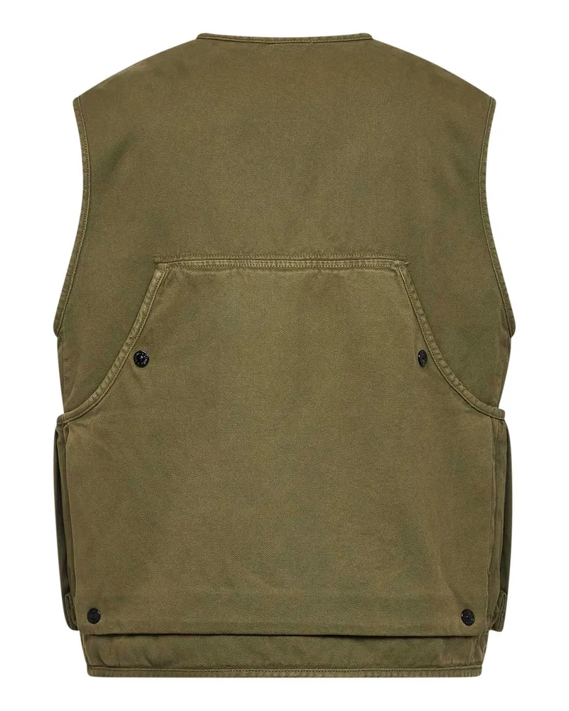Stone Island Men Vest Panama Organic Cotton Military Green Bomber Jackets Green