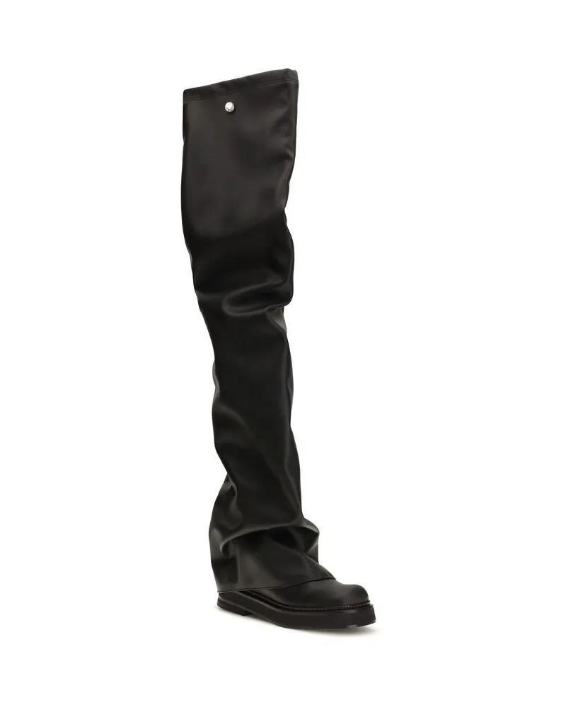 ATTICO Women's Black Polyurethane Over The Knee Shoe Black