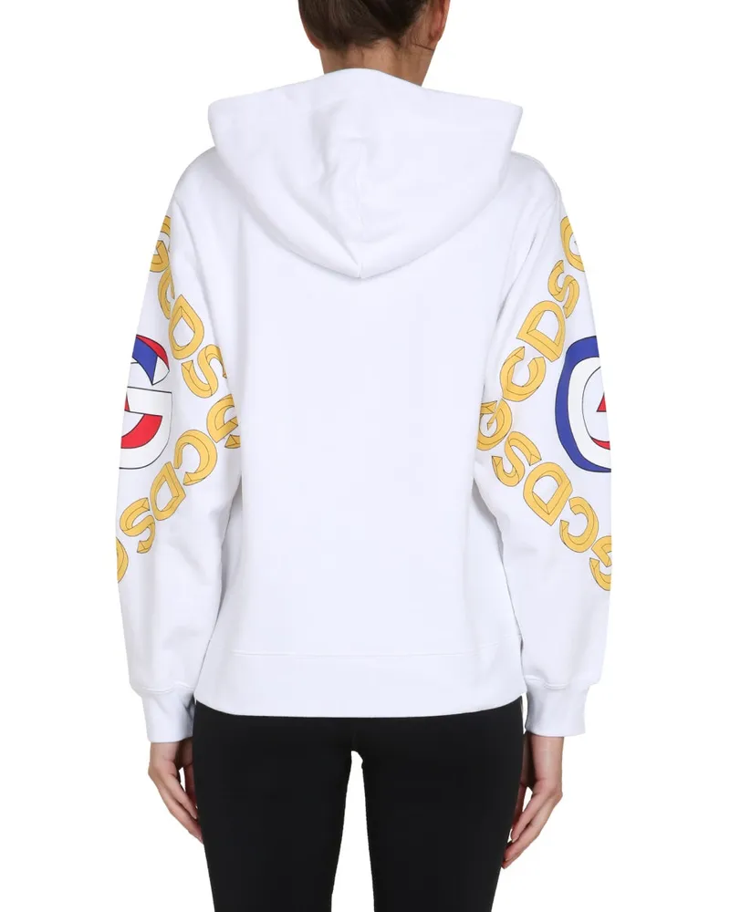 GCDS Cotton Hoodie — White White