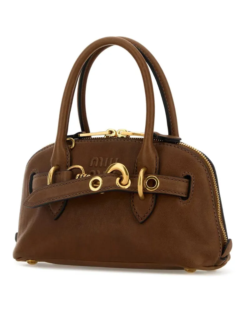 Miu Miu Lambskin Leather Shoulder Bag — Brown Brown