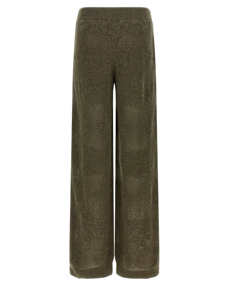 Brunello Cucinelli Lace and Sequin Trousers — Green Green