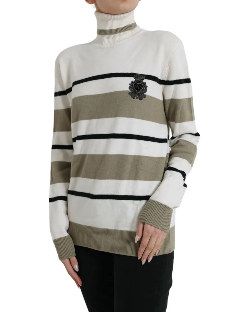 Dolce & Gabbana Women's Multicolor Stripe Wool Logo Pullover Sweater Virgin Clothing Multicolor