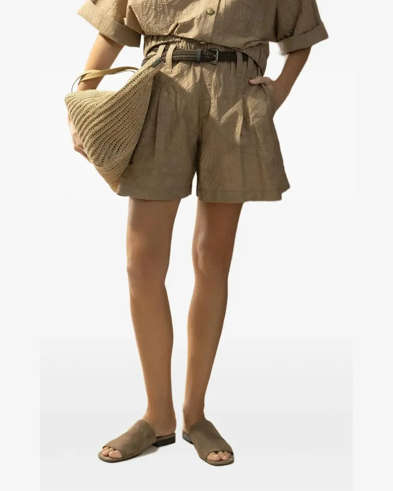 Brunello Cucinelli Women's Sun River Bermuda Shorts Ss26 W Beige