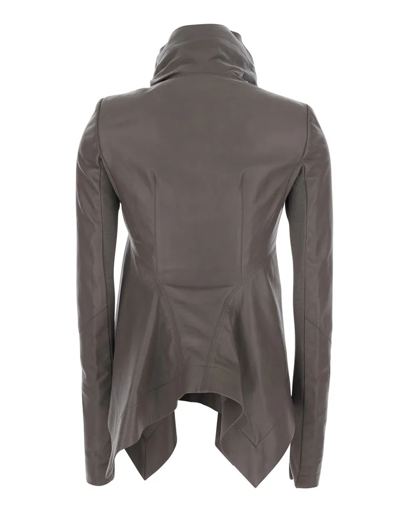 Rick Owens Women's Jacket Naska Grey Leather Lambskin Coat Gray