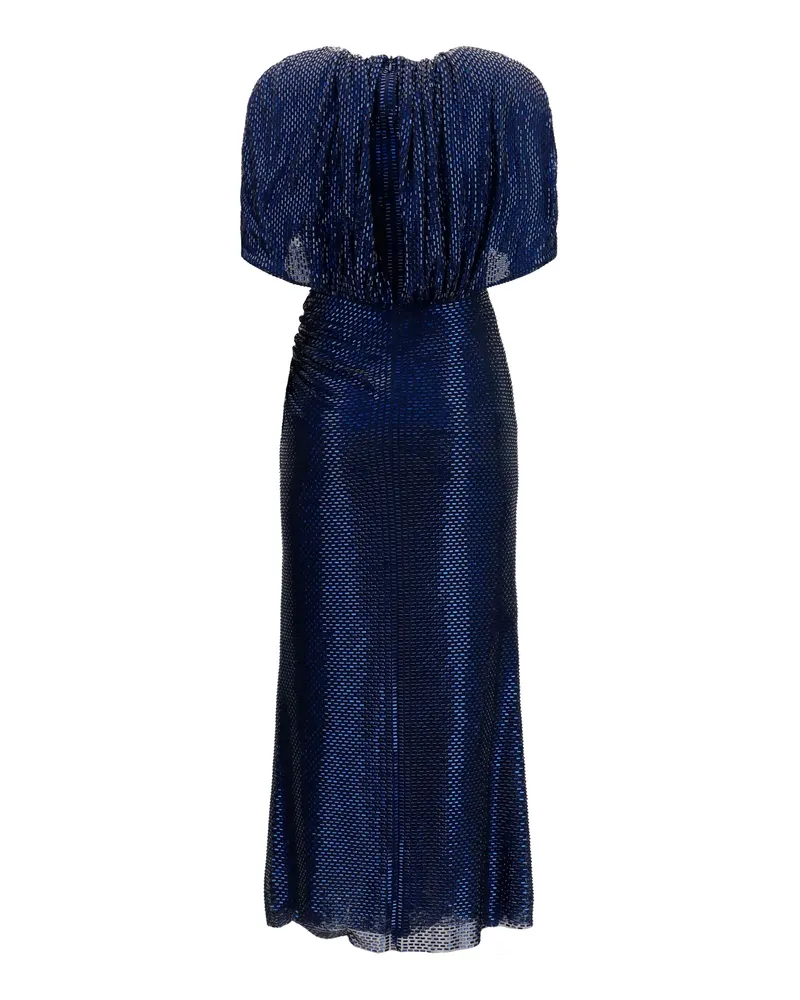 Self-Portrait Women's Midi Dress With Cape Sleeves, Crystal Embellished Navy Blue Polyester Navy