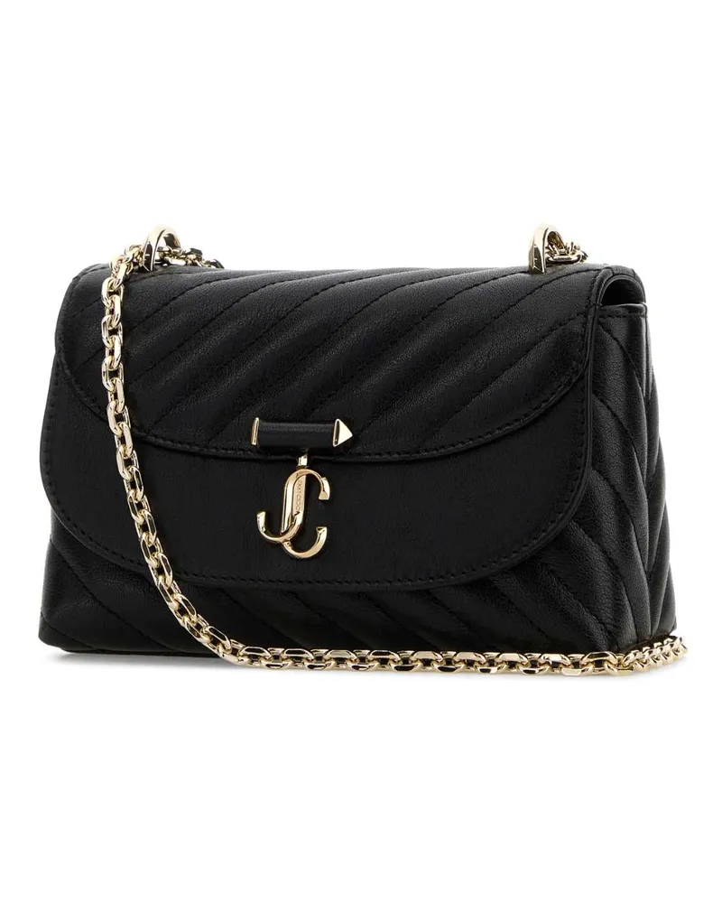 Jimmy Choo Women's Black Leather Curve Shoulder Bag Blackshinygold Clutch Black