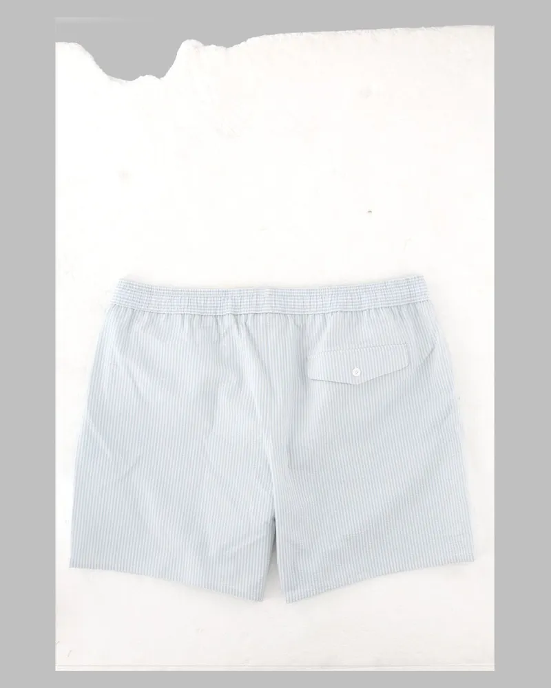 Lacoste Striped Cotton Swim Shorts — Blue Blue