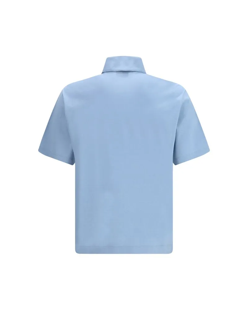Ferragamo Men Blue Cotton Polo Shirt Blue